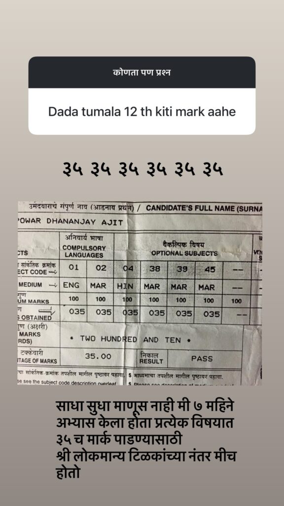 Dhananjay Powar 12th mark 