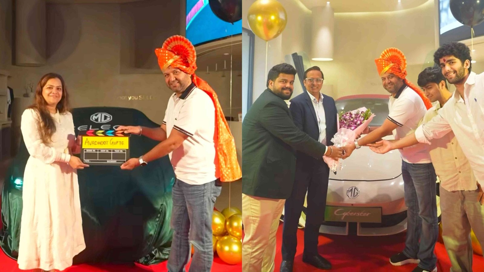 avadhoot gupte mg cyberster navratri car