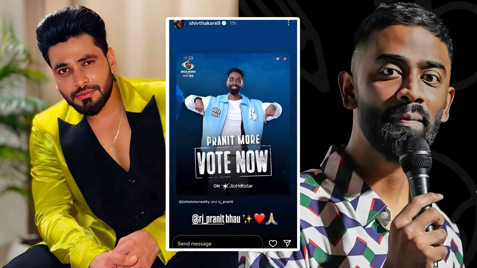 bigg boss 19 shiv thakare supports pranit more voting appeal