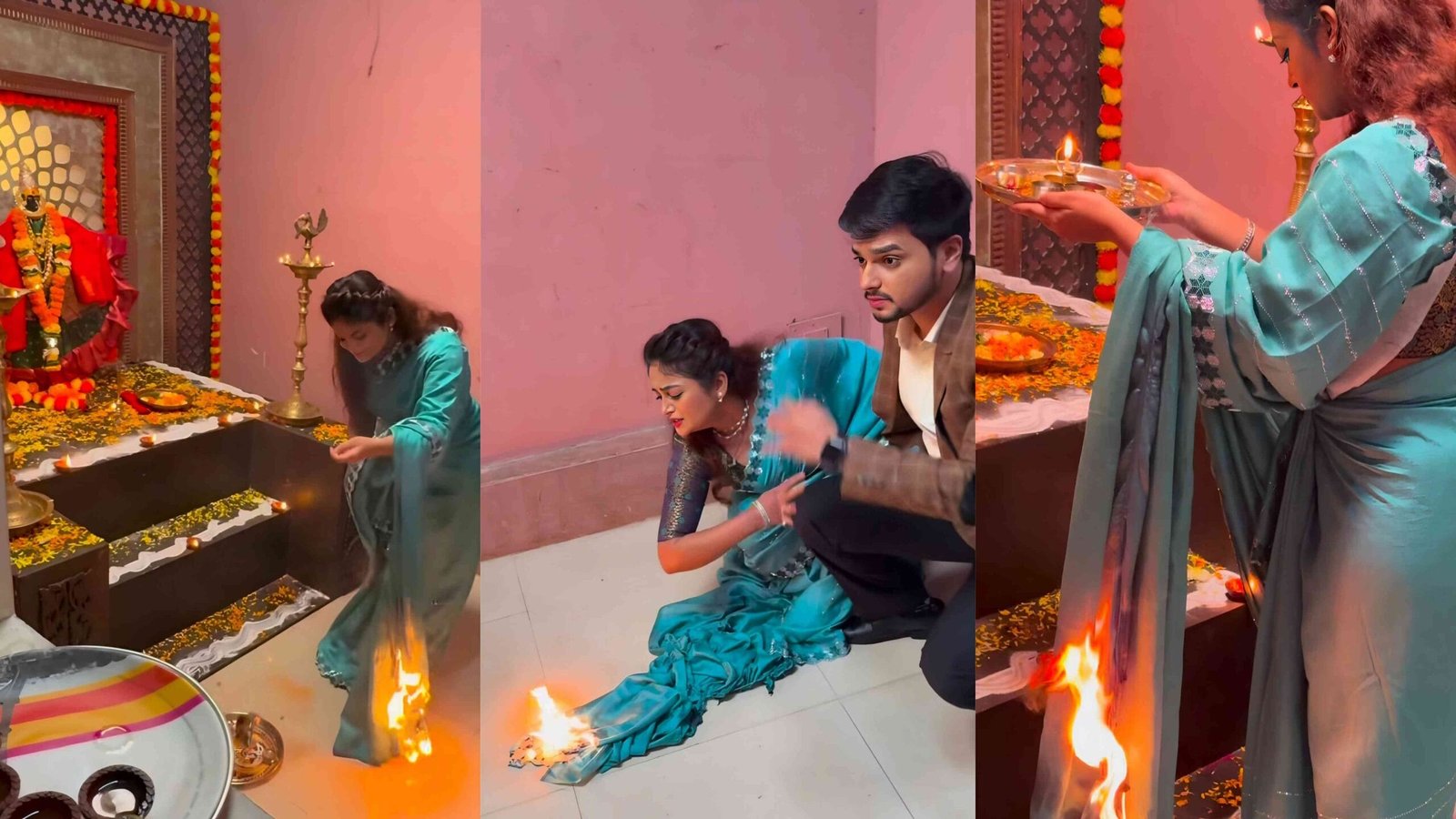 sanjana kale paru serial fire scene shoot