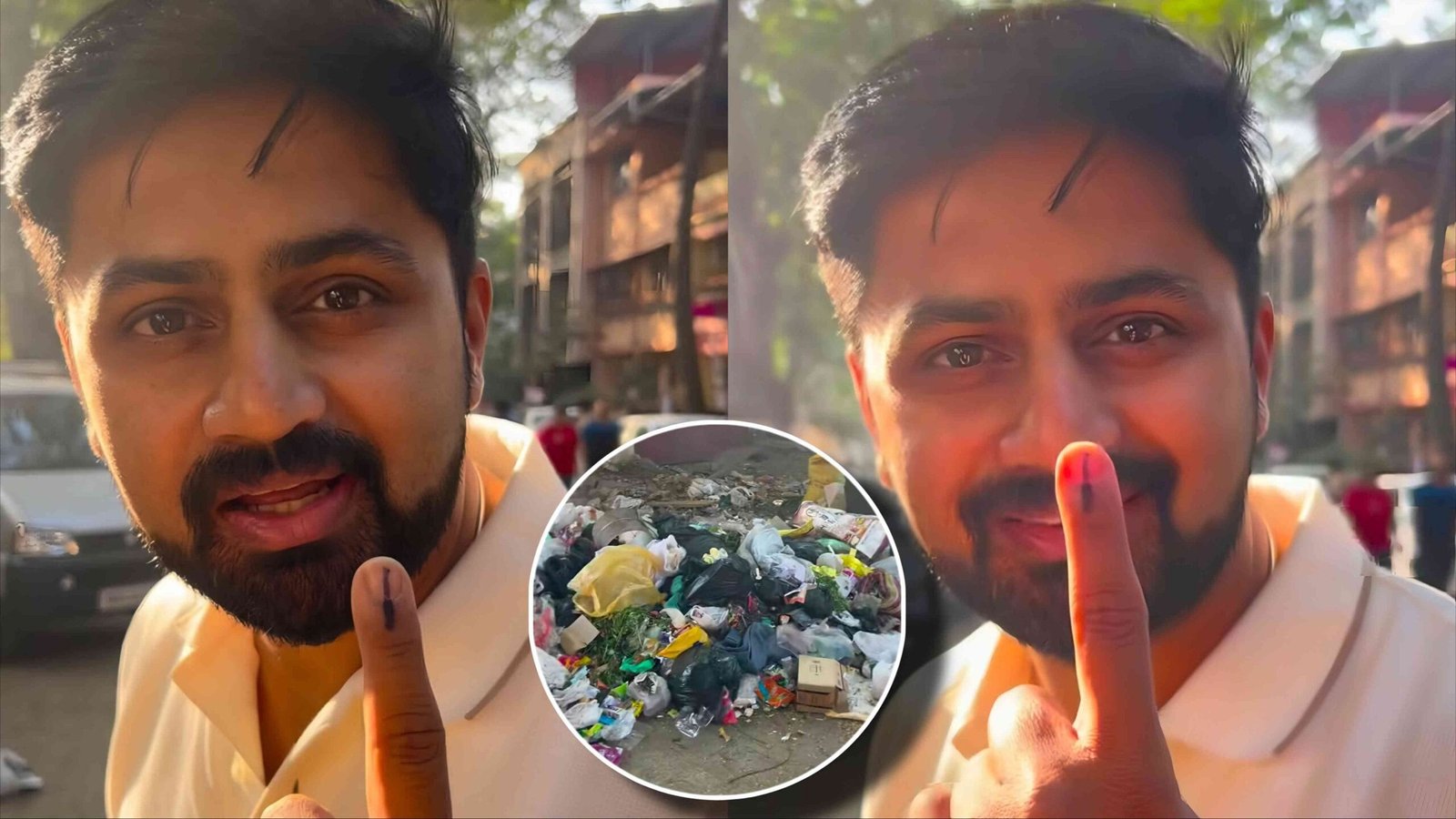 shashank ketkar voting center outside garbage video
