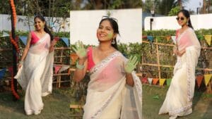 vijaya babar white saree holi photos