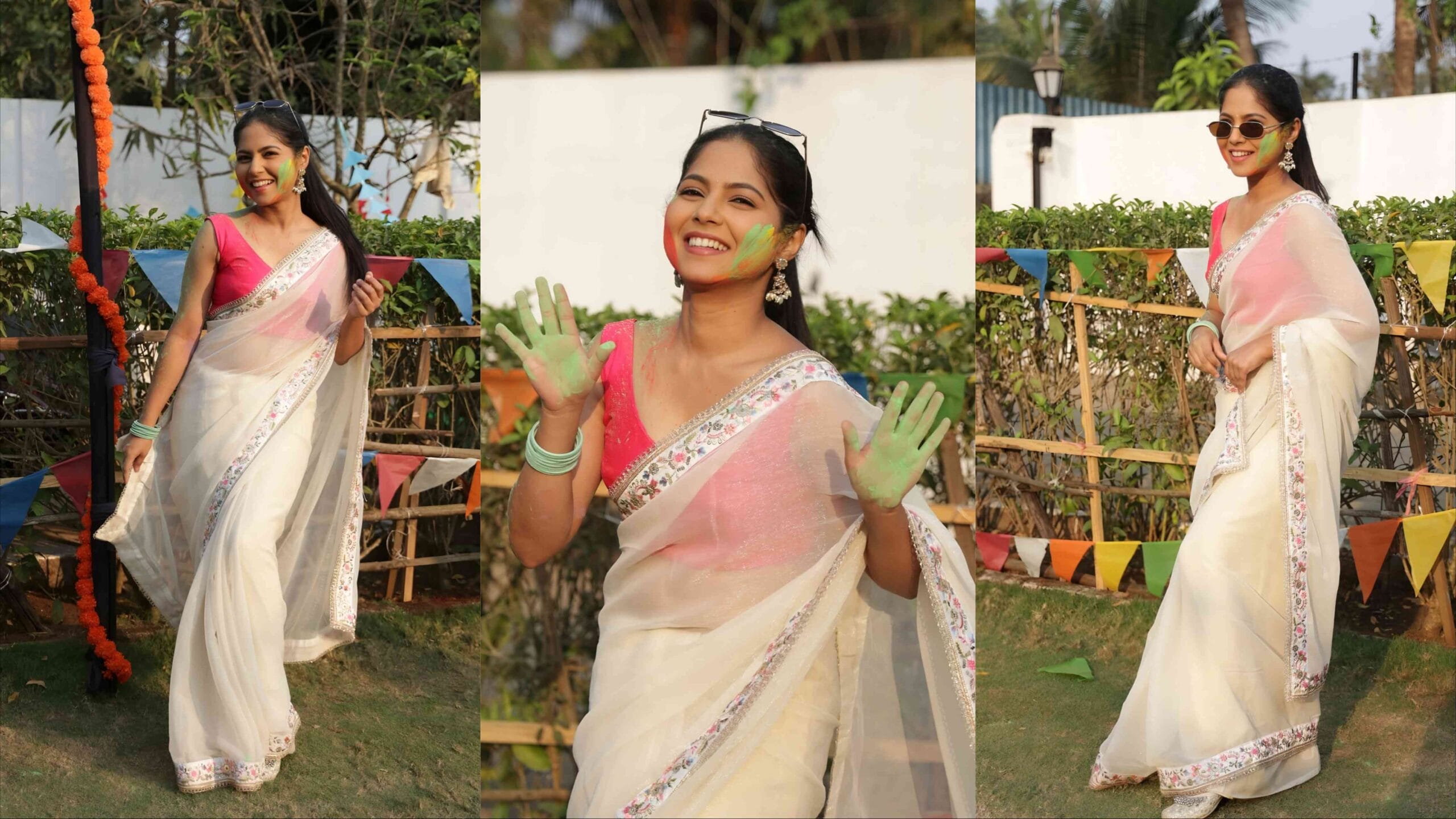 vijaya babar white saree holi photos