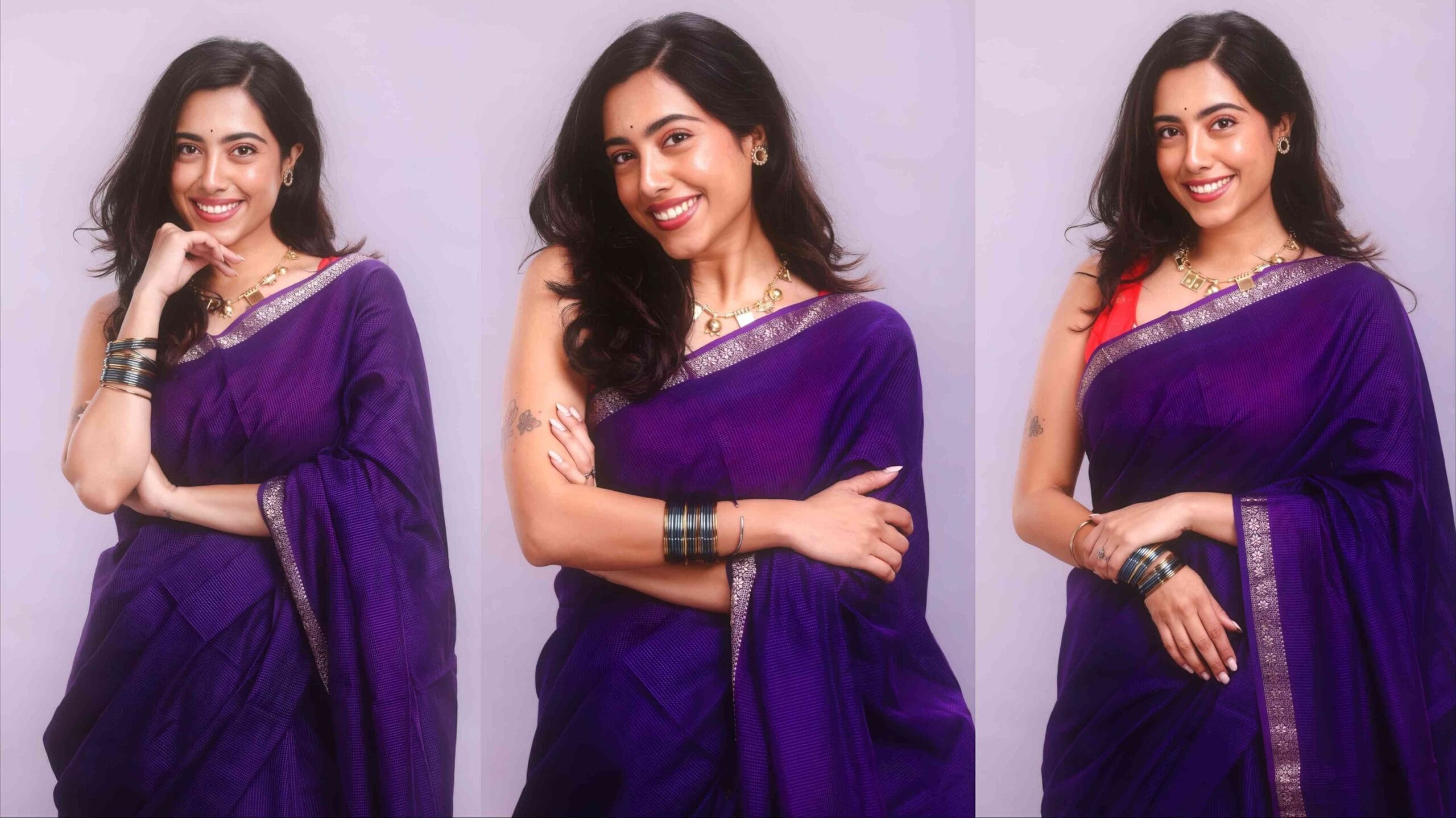 sakhi gokhale purple saree look zee natya gaurav 2026