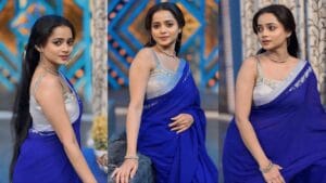 shivali parab blue saree viral photos