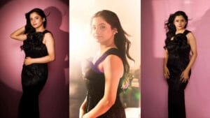 Sharvari Jog black gown photos