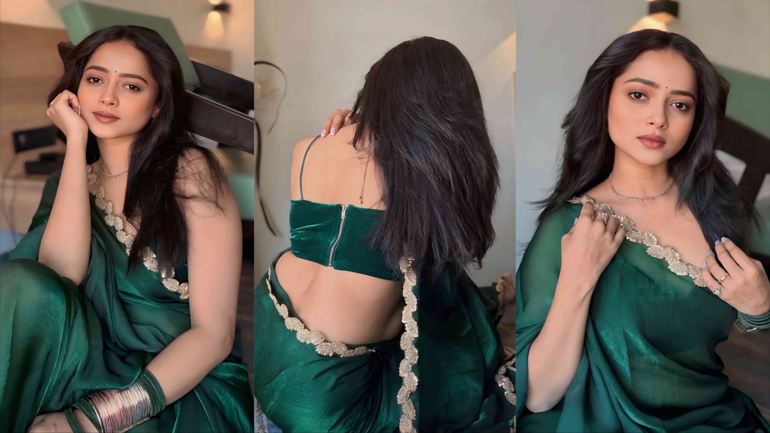 Shivali Parab Green Saree Look