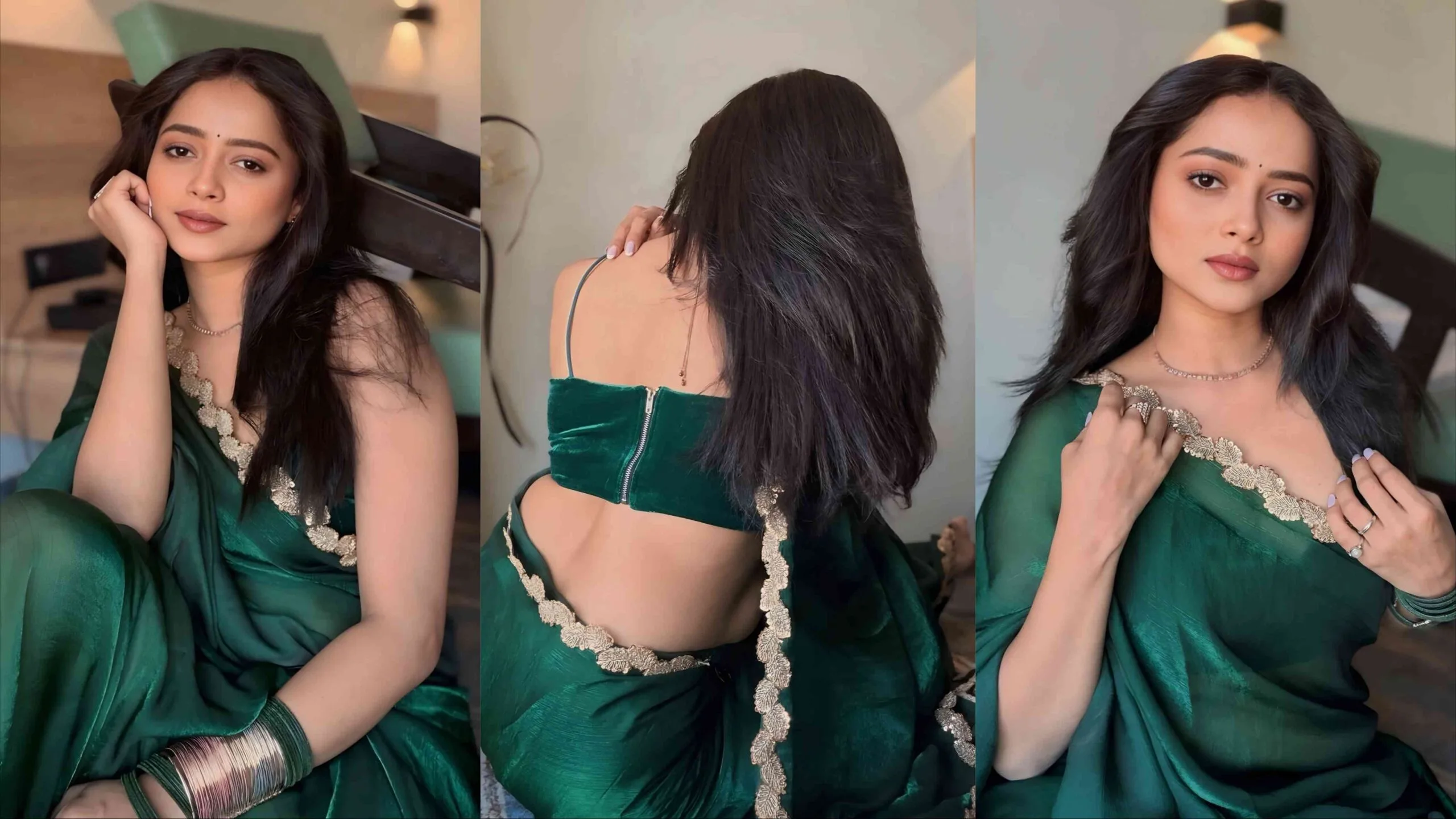 Shivali Parab Green Saree Look